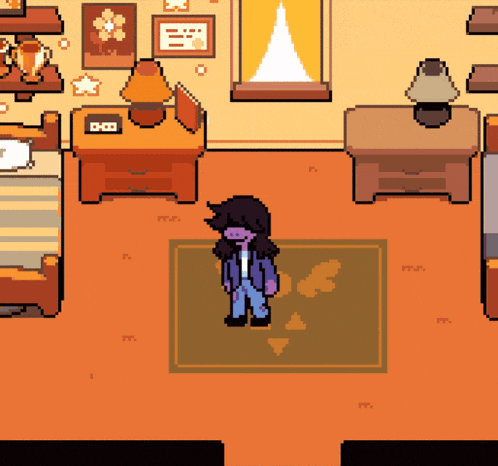 susie from deltarune dancing in a room